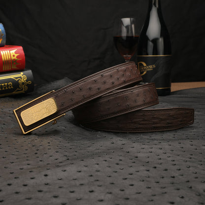 Men's Belt Automatic Buckle Ostrich Skin Genuine Leather Business Casual Men Belt 