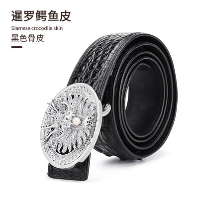 Men's Belt Siamese Crocodile Skin Genuine Leather Smooth Buckle Business Casual Men's Belt 