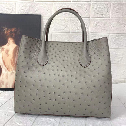 Ostrich leather women's bag genuine leather bag fashion trend large capacity leather tote bag