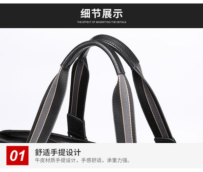 Men's Fitness Bag Genuine Cowhide Leather Dry/Wet Separate Short-distance Luggage Bag Men's Travel Bag Shoulder Bag 