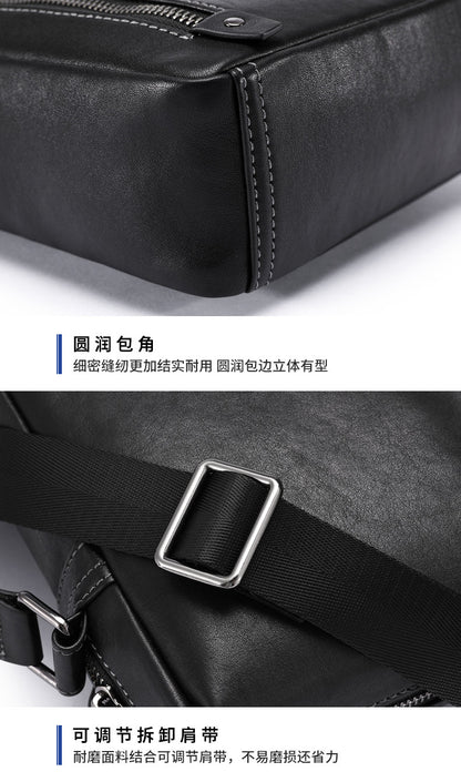Men's Shoulder Bag Sports Bag Made of Genuine Cowhide Leather Casual Crossbody Bag for Men 