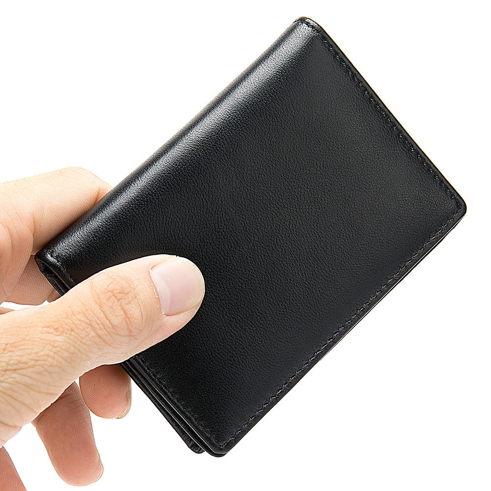 Men's short wallet sheepskin Korean fashion coin purse card holder multifunctional wallet for men 