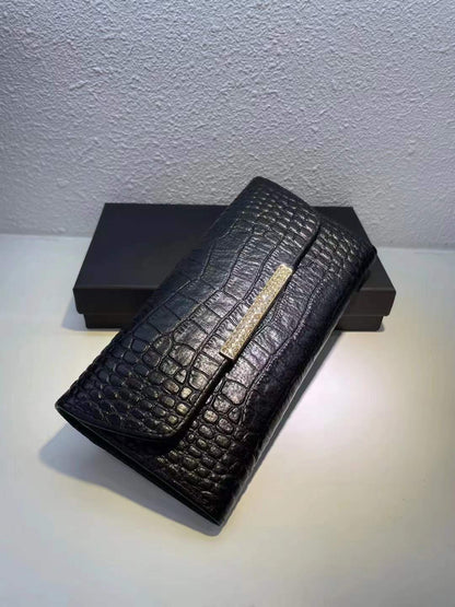 Ladies wallet cowhide simple crocodile pattern long wallet large capacity ladies clutch bag fashion