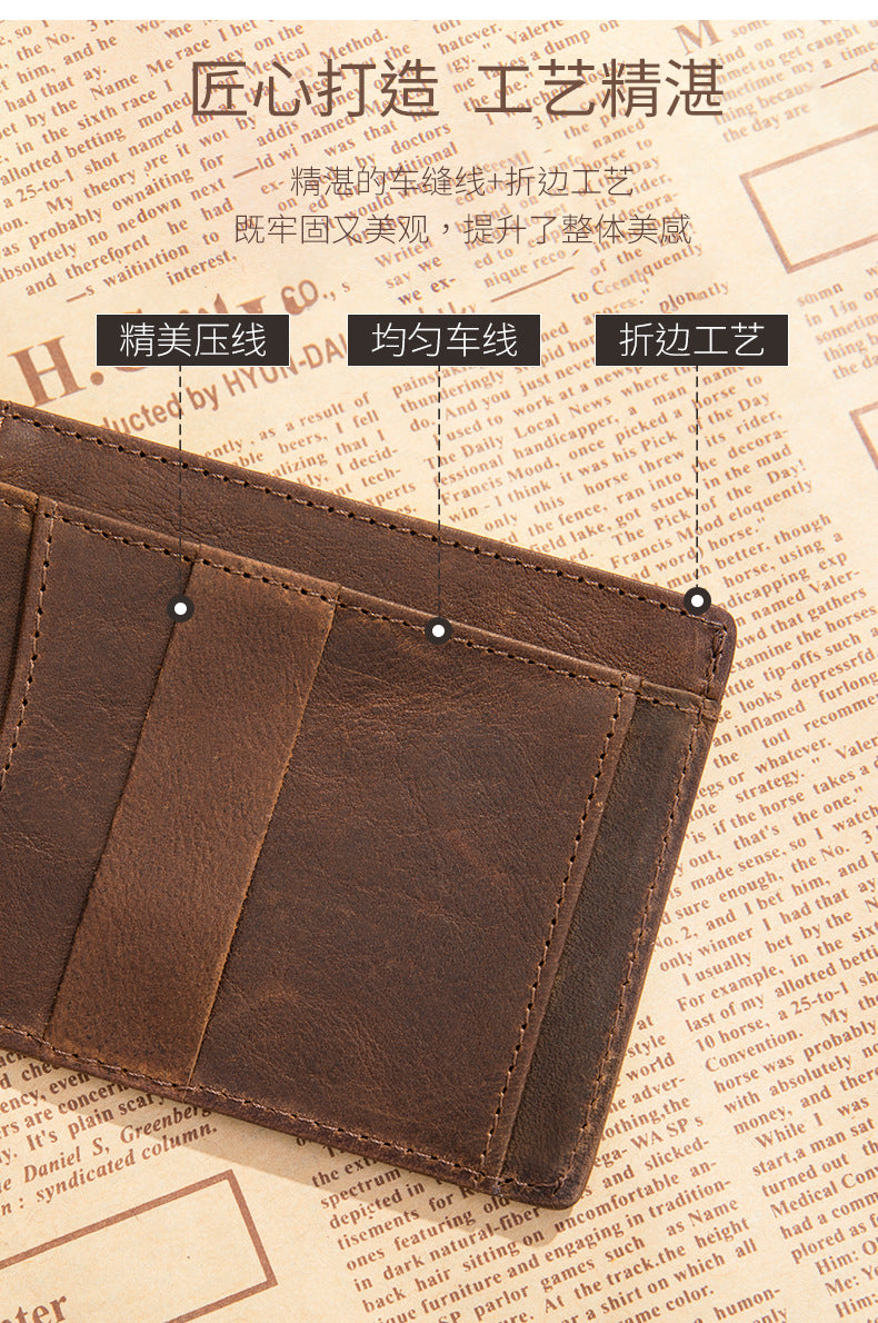Men's wallet cowhide genuine leather retro business card holder card bag for men 