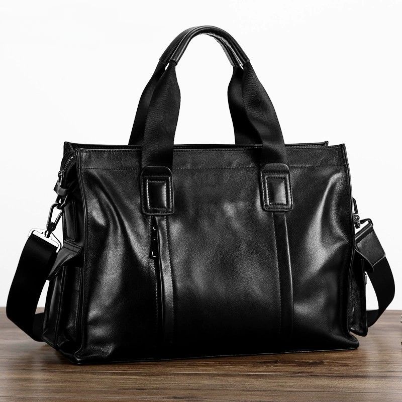 Men's handbag genuine leather cowhide computer bag business large capacity briefcase 